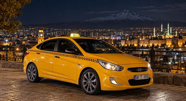 Şafak Taksi aracı: 38 T 1018 plakalı sarı Hyundai Accent taksi